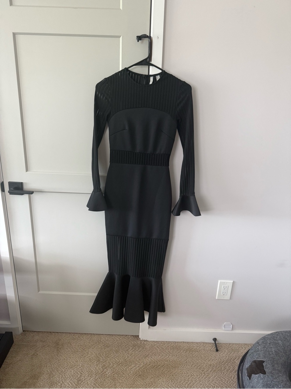ASOS Black Long-Sleeve Fit-and-Flare Midi Dress